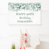 Happy 90. Geburtstag Eukalyptus Botanisch Rustikal Banner (InSitu)