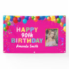 Happy 90. Geburtstag farbenfrohe Balloons Hot Pink