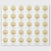 Happy 90. Geburtstag Gold Glitzer und White Geschenkpapier (Flach)
