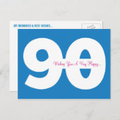 Happy 90. Geburtstag Meilenstein Postkarten - in B (Vorne/Hinten)
