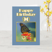 Happy 90. Geburtstag Monarch Butterfly Karte (Gelbe Blume)