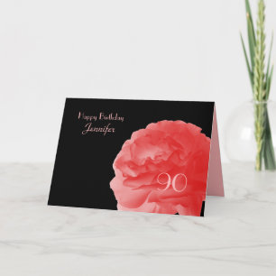 Happy 90. Geburtstag Name Koral Pink Rose Gruß Karte