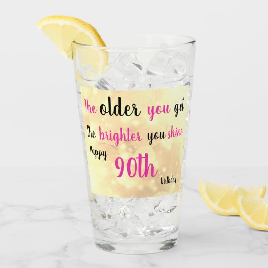 Happy 90. Geburtstag personalisierter Name hinzufü Glas (Vorderseite Ice)
