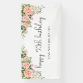 Happy 90. Geburtstag Pink Peach Floral Banner (Vertikal)