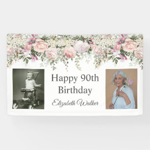 Unique Party Folienbanner Zum 90. Geburtstag, 2,7 M, Pink Glitzernd