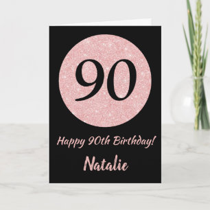 Happy 90. Geburtstag Schwarz und Rose Pink Gold Karte