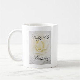 Happy 90. Geburtstag Weiße Blume Kaffeetasse