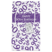 Happy 90. Random Number Pattern Lila/weiß Kleine Geschenktüte (Vorderseite)