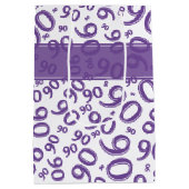 Happy 90. Random Number Pattern Lila/weiß Mittlere Geschenktüte (Rückseite)