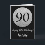 Happy 90th Birthday Black and Silver Glitter Card Karte<br><div class="desc">Happy 90th Birthday Black and Silver Glitter Card with personalized name. For further customization,  please click the "Customize it" button and use our design tool to modify this template.</div>