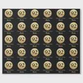 Happy 92. Geburtstag Black and Gold Glitzer Geschenkpapier (Flach)