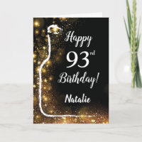 Happy 93. Geburtstag Schwarzer und Gold Glitzer We