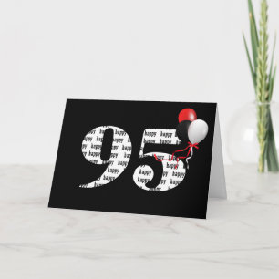 Happy 95. Geburtstag auf Schwarz mit Balloons Karte