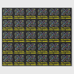 Happy 95. Geburtstag, Fun Colorful Stars Muster 95 Geschenkpapier