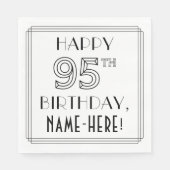 HAPPY 95TH BIRTHDAY; Art Deco Style; Custom Name Serviette (Vorderseite)