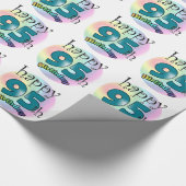 Happy 95th Birthday (blauw) Geschenkpapier (Ecke)
