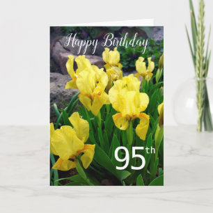 Happy 95th Birthday yellow garden flowers blank Karte
