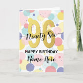 Happy 96. Geburtstag Pastel Rainbow Gold Frau Karte (Vorderseite)