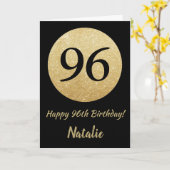 Happy 96th Birthday Black and Gold Glitter Card Karte (Gelbe Blume)