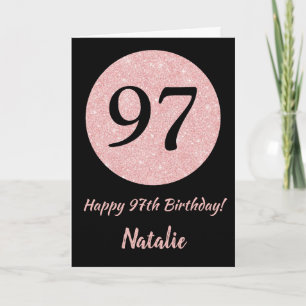 Happy 97. Geburtstag Schwarz und Rose Pink Gold Karte