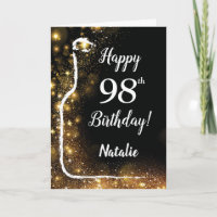 Happy 98. Geburtstag Schwarzer und Gold Glitzer We
