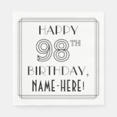 HAPPY 98TH BIRTHDAY; Art Deco Style; Custom Name Serviette (Vorderseite)