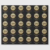 Happy 99. Geburtstag Black and Gold Glitzer Geschenkpapier (Flach)
