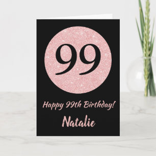 Happy 99. Geburtstag Schwarz und Rose Pink Gold Karte