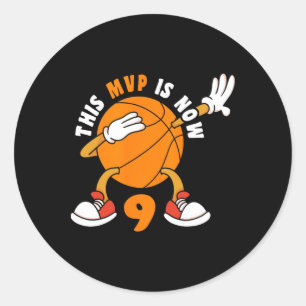 Happy 9 Geburtstag 9 Jahr alt Mvp Bysketbyll 9. Bi Runder Aufkleber