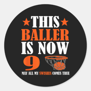 Happy 9. Geburtstag Basketball 9. Geburtstag Runder Aufkleber