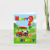 Happy 9. Geburtstag Red Boys Golf Card Karte (Vorderseite)
