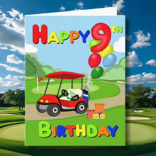 Happy 9. Geburtstag Red Boys Golf Card Karte