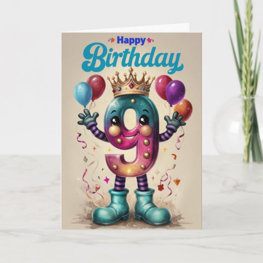 Happy 9. Geburtstagskarte Karte (Vorderseite)