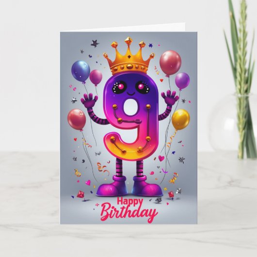 Happy 9. Geburtstagskarte Karte (Vorderseite)