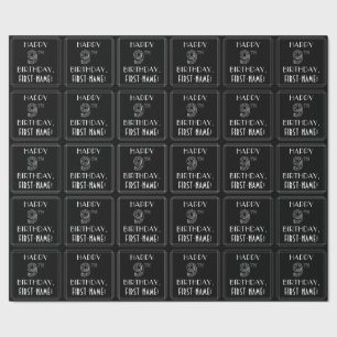 HAPPY 9TH BIRTHDAY; Art Deco Style w/ Custom Name Geschenkpapier