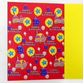 Happy 9th Birthday Card, #9 Red & Yellow Dreifach Gefaltete Karte (Innen Erste Seite)