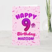 Happy 9th Birthday Card with Custom Name Karte (Vorderseite)