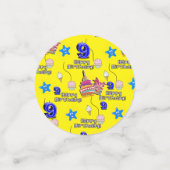 Happy 9th Birthday Confetti, #9 Yellow & Red Konfetti (Klein Vorderseite)