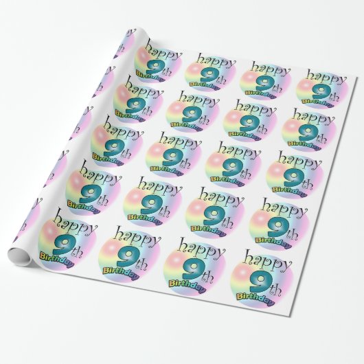 Happy 9th Birthday Geschenkpapier (Ungerollt)