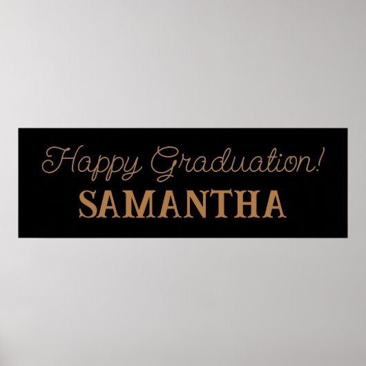 Happy Abschluss Banner, Black and Gold Party Poster (Vorne)