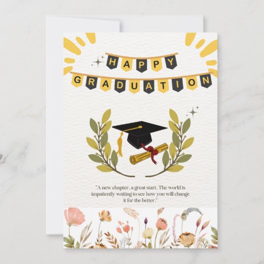 Happy Abschluss Card mit Floral und Tassel Illus (Vorderseite)