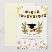 Happy Abschluss Card mit Floral und Tassel Illus (Vorne/Hinten)