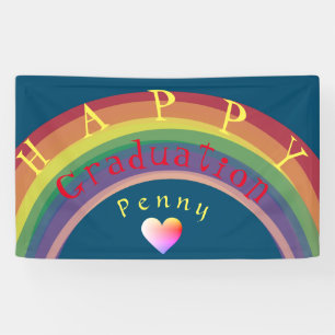 "Happy Abschluss!"Custom Rainbow Banner