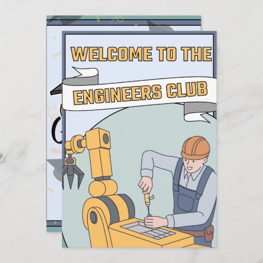 Happy Abschluss for Engineers - Willkommen im Club Einladung (Vorne/Hinten)