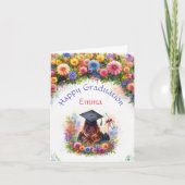 Happy Abschluss Girl mit Wildblumen Karte (Vorderseite)