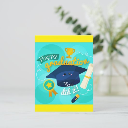 Happy Abschluss Postkarte (Stehend Vorderseite)