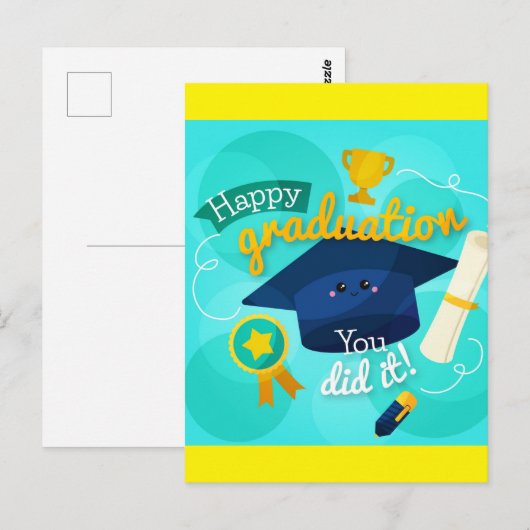 Happy Abschluss Postkarte (Vorne/Hinten)
