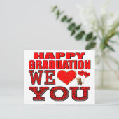 Happy Abschluss Wir Liebe Sie Postkarte (Stehend Vorderseite)