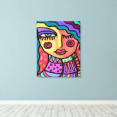 Happy Abstrakt Digital Portrait of a Woman Leinwanddruck (Insitu (Holzboden))