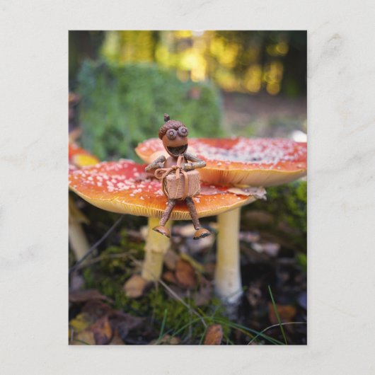 Happy Acorn Elf Birthday Greeting Card Postkarte (Vorderseite)
